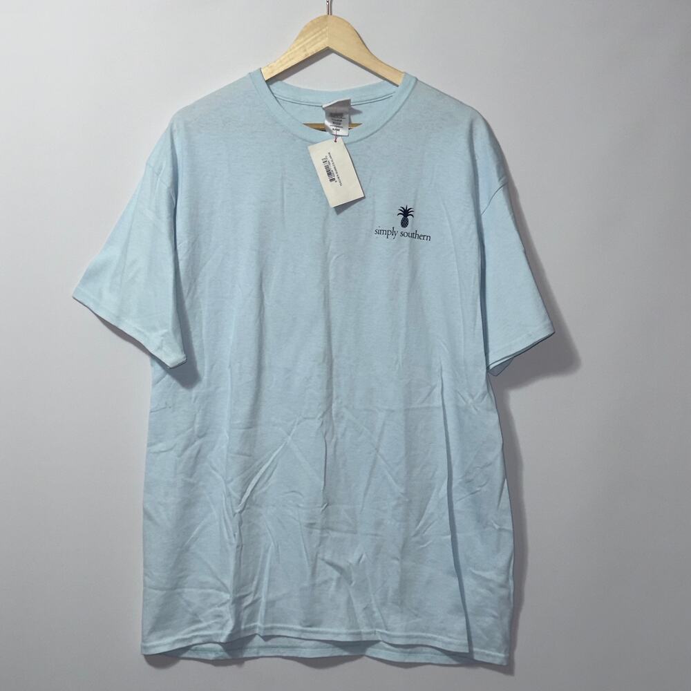 Simply Southern Teachers Life Owl Graphic T-Shirt Light Blue XL NWT